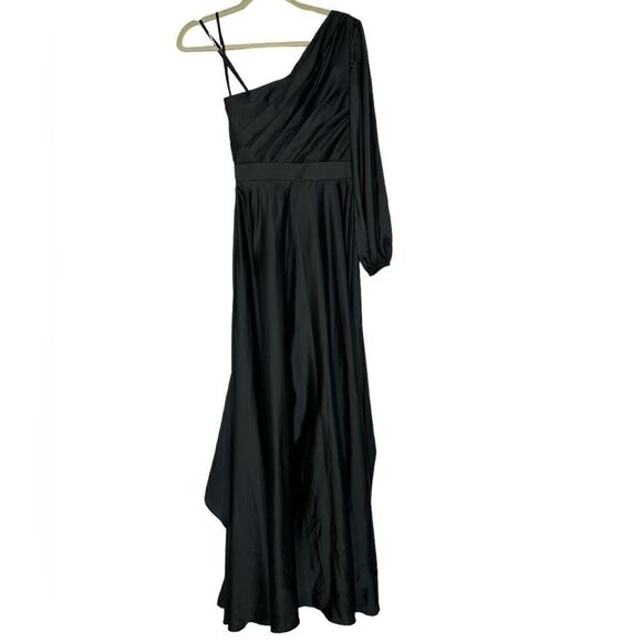 Mac Duggal 49141 Black High Low One Shoulder Gown | Size 2 - Picture 10 of 11